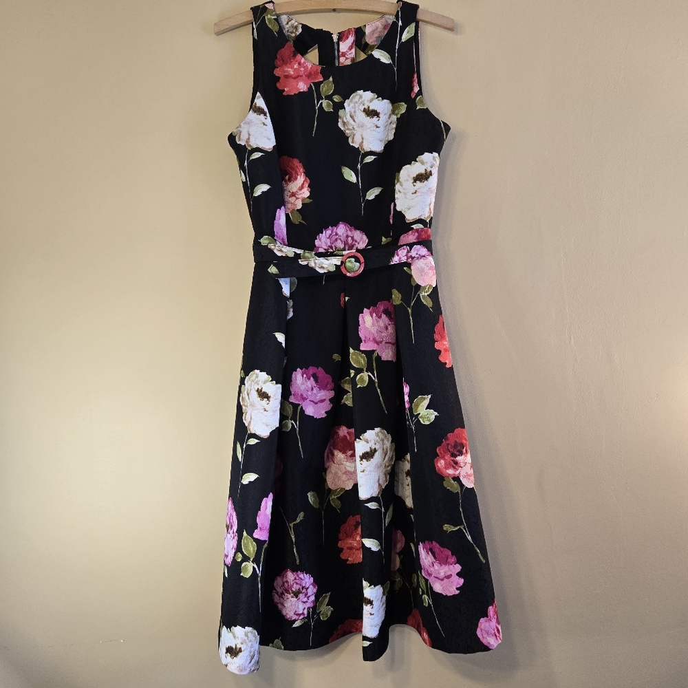 Danny & Nicole Jacquard Midi Dress Size 6 Spring Floral Prep